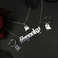 New  Double-layer Letter Little Ghost  Funny Little Elf Earring Necklace Set main image 5