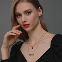 New  Double-layer Letter Little Ghost  Funny Little Elf Earring Necklace Set main image 6