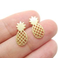 Hot Selling Hollow Pineapple Fruit Gold And Silver Earrings Wholesale main image 6