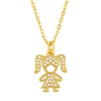 Creative Micro-inlaid Zircon Boy And Girl Pendant Necklace Wholesale main image 4