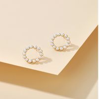 Boucles D&#39;oreilles Cercle Simple Perle Coréenne main image 3