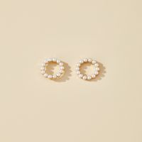 Boucles D&#39;oreilles Cercle Simple Perle Coréenne main image 4