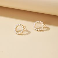 Korean Pearl Simple Circle Earrings main image 5