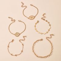 Creative Gold Disc Thick Chain Bracelet 5-piece Set main image 5