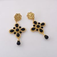 New Fashion Pearl Full Diamond Baroque Cross Palace Exaggerated Earrings main image 3
