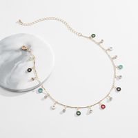 Micro-inlaid Zircon Women's Fashion All-match Colorful Circle Pendant Necklace main image 5