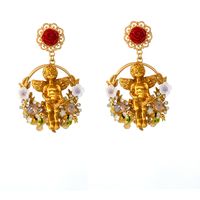 Medieval Baroque Palace Angel Rose Flower Earrings main image 6