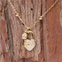 Fashion Heart-shaped Lock Key Creative Pendant Necklace main image 4