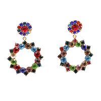 Boucles D&#39;oreilles En Alliage Géométrique À La Mode Pour Femmes Incrustées De Boucles D&#39;oreilles En Strass Colorés sku image 2