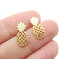 Hot Selling Hollow Pineapple Fruit Gold And Silver Earrings Wholesale sku image 1