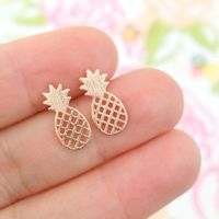 Hot Selling Hollow Pineapple Fruit Gold And Silver Earrings Wholesale sku image 3