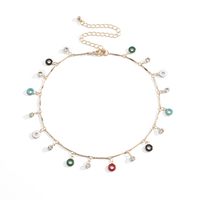 Micro-inlaid Zircon Women's Fashion All-match Colorful Circle Pendant Necklace sku image 1