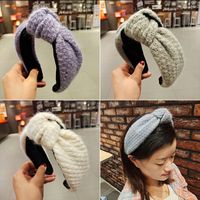Korea's New  Woolen Lattice Weaving Knotted Headband main image 1