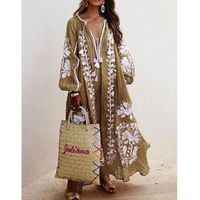 Sundress Ethnic Style Bohemian Beach Long Sleeve Printing Maxi Long Dress main image 4