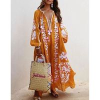 Sundress Ethnic Style Bohemian Beach Long Sleeve Printing Maxi Long Dress main image 5