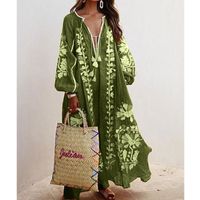 Sundress Ethnic Style Bohemian Beach Long Sleeve Printing Maxi Long Dress main image 6