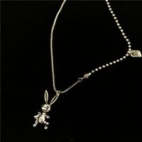 Rabbit Made Old Dark Wind Cute Animal Asymmetrical Cool Design Chain Necklace sku image 1
