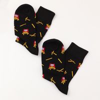 Print Mid-length Black Fries Socks main image 5