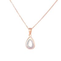 Korean Drop-shaped Hollow Inlaid Zircon Titanium Steel Pendant Necklace main image 3