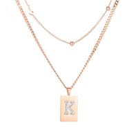Korean Fashion Square Letter K Titanium Steel Plated Rose Gold  Necklace main image 1