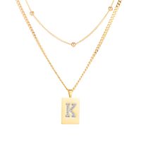 Korean Fashion Square Letter K Titanium Steel Plated Rose Gold  Necklace main image 3
