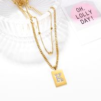 Korean Fashion Square Letter K Titanium Steel Plated Rose Gold  Necklace main image 5