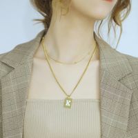 Korean Fashion Square Letter K Titanium Steel Plated Rose Gold  Necklace main image 6