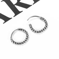 New Retro Winding Curve Men's Titanium Steel Earrings main image 4