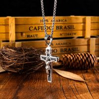 Vintage Religious  Classic Jesus Cross Stainless Steel Necklace main image 3