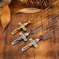 Vintage Religious  Classic Jesus Cross Stainless Steel Necklace main image 5