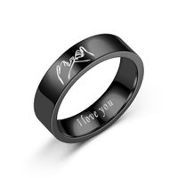 Titanium Steel Retro Love Ilove You Hand In Hand Couple Ring main image 6