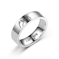Titanium Steel Retro Love Ilove You Hand In Hand Couple Ring main image 5