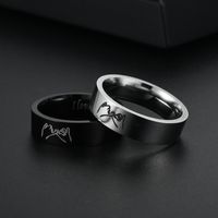 Titanium Steel Retro Love Ilove You Hand In Hand Couple Ring main image 4