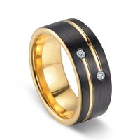 Fashion New  Black Slotted Gold Diamond  Ring main image 2