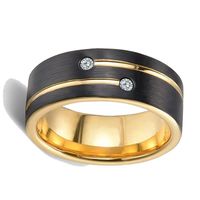 Fashion New  Black Slotted Gold Diamond  Ring main image 3