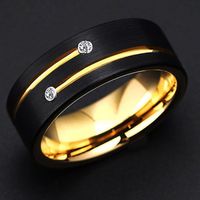 Fashion New  Black Slotted Gold Diamond  Ring main image 4