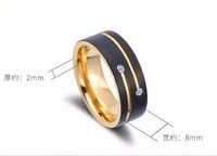Fashion New  Black Slotted Gold Diamond  Ring main image 6