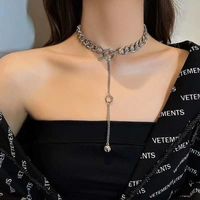 Metal Thick Chain Ot Buckle Tassel Exaggerated Collar Necklace main image 2