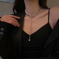 Metal Thick Chain Ot Buckle Tassel Exaggerated Collar Necklace main image 3