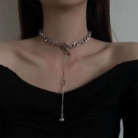 Metal Thick Chain Ot Buckle Tassel Exaggerated Collar Necklace main image 4