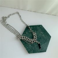 Korean New Trendy Luxury Black Gem Pendant Detachable Twist Stitching Necklace main image 5