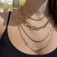 Popular Punk Hip-hop Style Multi-layer Metal Thick Chain Necklace main image 2