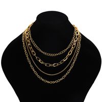 Popular Punk Hip-hop Style Multi-layer Metal Thick Chain Necklace main image 3