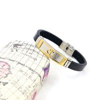New Metal Titanium Steel Leather  Gold Anchor Stainless Steel  Bracelet main image 4