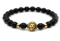 Bracelet De Perles Bouddhistes Tête De Lion En Pierre Noire Mate main image 5