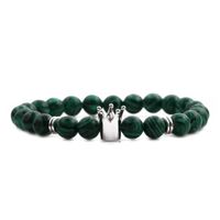 New   Malachite Volcanic Stone Crown Beaded Men's Bracelet main image 5