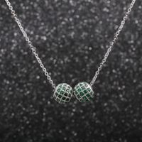 Micro-inlaid Green Black Zirconium Diamond Ball Necklace main image 4