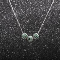 Micro-inlaid Green Black Zirconium Diamond Ball Necklace main image 5