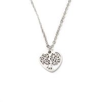 Titanium Steel Full Polished Laser Cut Peach Heart Tree Of Life Necklace main image 3