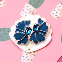 Color Drip Glaze Petal-shaped Square Diamond Flower Heart Silver Needle Earrings main image 4